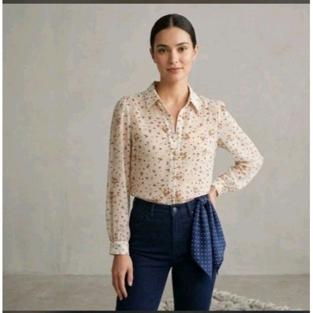 Patrizia Pepe Silk Blouse Size 40 US L Floral Sheer Italy